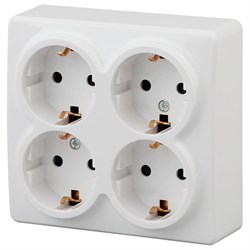 11-2211-01 ЭРА Розетка 4х2P+E Schuko со шторками,16АХ-250В, ОУ, Эра Эксперт, белый (четерехмест с  Б0020709