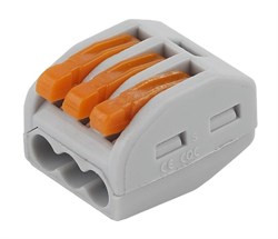 Клемма СМК, серия 413, с рычагом, 3 отверстия, 0.08-2.5мм2 (упак. 100 шт.) NO-225-346  Б0067924