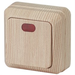 2-102-11 Intro Выключатель с подсветкой, 10А-250В, IP20, ОУ, Quadro, сосна (10/200/3600) Б0027636