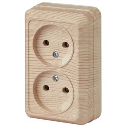2-203-11 Intro Розетка 2х2P, 16А-250В, IP20, ОУ, Quadro, сосна Б0053798