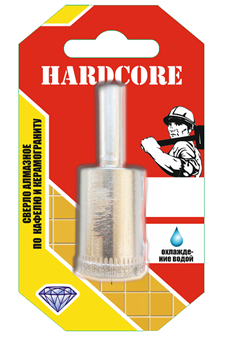 Сверло по кафелю и керамогр.  16мм алмазное (трубчатое) HARDCORE(10шт/уп) 152016