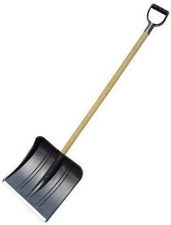 Лопата снеговая  380х365мм, МЕТЕЛЬ №1 пластмассовая  с оц.планкой ,ф32 с д/ч в/с и ручкой *13055