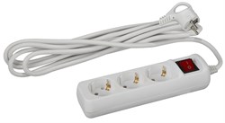 U-3es-3m-3x1 с заземлением с выключателем 3 розетки 3м ПВС 3x1мм2 16А Удлинитель ЭРА Б0028378