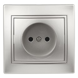 1-201-03 Intro Розетка 2P, 16А-250В, IP20, СУ, Plano, алюминий Б0053863