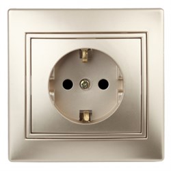 1-202-04 Intro Розетка 2P+E Schuko, 16А-250В, IP20, СУ, Plano, шампань  Б0053879