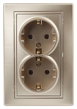 1-205-04  Intro Розетка 2X2P+E Schuko, 16А-250В, IP20, СУ, Plano, шампань Б0053918
