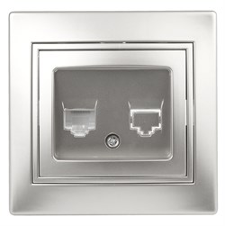 1-303-03  Intro Розетка информационная RJ45, IP20, СУ, Plano, алюминий Под заказ Б0030086