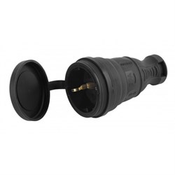 Розетка кабельная R8-B-IP44 ЭРА c/з  прямой 16A IP44 черный каучуковый Б0044541