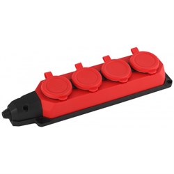 Колодка K-4e-RED-IP44 ЭРА каучуковая с/з 4гн 16A IP44 красная Б0044553