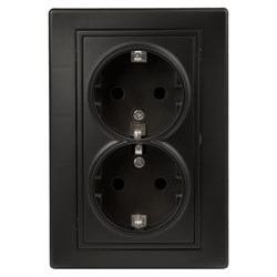 1-205-05  Intro Розетка 2X2P+E Schuko, 16А-250В, IP20, СУ, Plano, антрацит Б0053919
