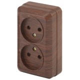 2-203-10 Intro Розетка 2х2P, 16А-250В, IP20, ОУ, Quadro, венге Б0053796