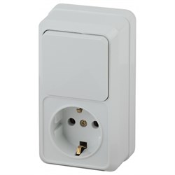 2-705-01 Intro Блок розетка+выкл.верт., 10(16)А-250В, IP20, ОУ, Quadro, белый Б0053882
