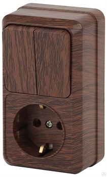 2-705-10 Intro Блок розетка+выкл.верт., 10(16)А-250В, IP20, ОУ, Quadro, венге Б0053886