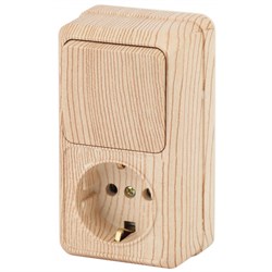 2-705-11 Intro Блок розетка+выкл.верт., 10(16)А-250В, IP20, ОУ, Quadro, сосна Б0053888