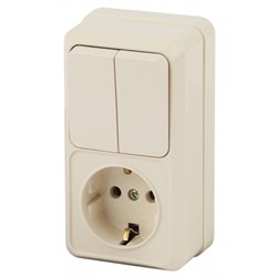 2-706-02 Intro Блок розетка+выкл. двойной верт., 10(16)А-250В, IP20, ОУ, Quadro, сл.кость Под заказ Б0036170