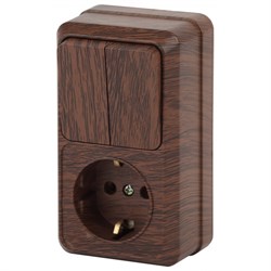 2-706-10 Intro Блок розетка+выкл. двойной верт., 10(16)А-250В, IP20, ОУ, Quadro, венге Б0036171