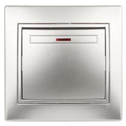 1-102-03 Intro Выключатель с подсветкой, 10А-250В, IP20, СУ, Plano, алюминий Б0030034