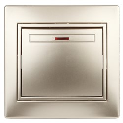 1-102-04 Intro Выключатель с подсветкой, 10А-250В, IP20, СУ, Plano, шампань  Б0030035