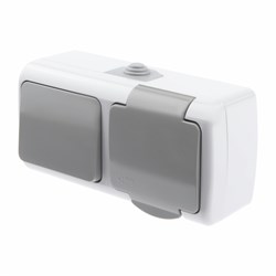 5-701-03 Intro Atlantic Блок розетка с выключателем одноклавишным 2P+E, 10А-250В, открытой установки Б0050947