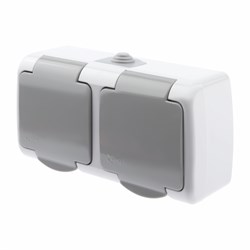 5-204-03 Intro Atlantic Розетка двойная с заземлением 2х2P+E Schuko, 16А-250В, IP54, открытой устано Б0051061