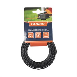 Леска PATRIOT D 2,4 мм L 12 м (скрученный квадрат, черный) 240-12-5, картонный подвес 805205125