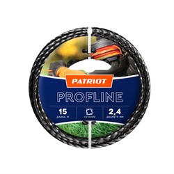 Леска PATRIOT Profline D 2,4 мм L 15 м (скрученный квадрат, черный) 240-15-5 на пластиковой обойме 805402206