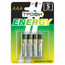 Элемент питания Трофи LR03-4BL ENERGY Alkaline (ААА, мизинчиковые) (4шт/уп) Б0017044