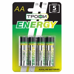 Элемент питания Трофи LR06-4BL ENERGY Alkaline (АА, пальчиковые) (4шт/уп) Б0017046