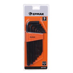 Набор ключей-шестигранников 2,0-12 мм удл., 9шт, ЕРМАК 657-012