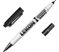 Маркер перманентный двухсторонний, черный LEKON DUO (12шт) 012281