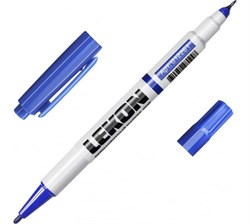 Маркер перманентный двухсторонний, синий LEKON DUO (12шт) 012261