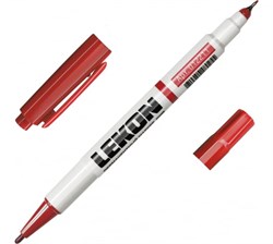 Маркер перманентный двухсторонний, красный LEKON DUO (12шт) 012211