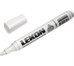 Маркер перманентный, белый LEKON EXTRA WHITE(10шт) быстросохнущий 012393