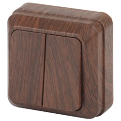 2-104-10 Intro Выключатель двойной, 10А-250В, IP20, ОУ, Quadro, венге  Б0053761