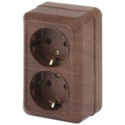 2-204-10 Intro Розетка 2х2P+E Schuko, 16А-250В, IP20, ОУ, Quadro, венге Б0053805