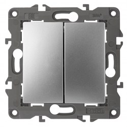 14-1104-03 ЭРА Выключатель двойной, 10АХ-250В, IP20, Эра Elegance, алюминий Под заказ Б0034232