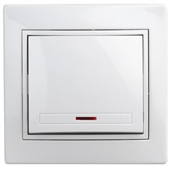 1-102-01 Intro Выключатель с подсветкой, 10АХ-250В, СУ, Plano, белый Б0053729
