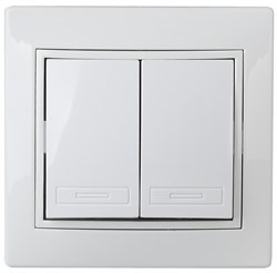 1-104-01 Intro Выключатель двойной, 10АХ-250В, СУ, Plano, белый Б0053758