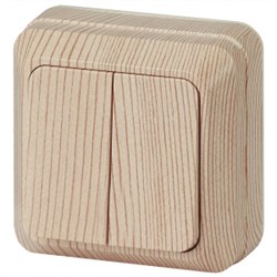 2-104-11 Intro Выключатель двойной, 10АХ-250В, ОУ, Quadro, сосна Б0053763