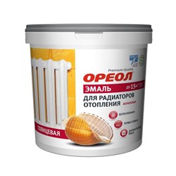 Эмаль акриловая "Ореол" для радиаторов отопления термостойкая глянцевая,белая 1,1 кг (8шт) 65807