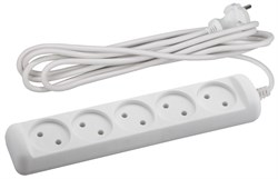 U-5-5m-2x1 без заземления 5 розеток 5м ПВС 2x1мм2 10А Удлинитель ЭРА Б0028365