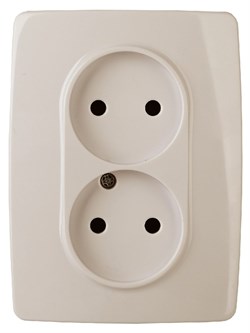 12-2107-02 ЭРА Розетка 2Х2P,16А-250В, IP20, Эра12, сл. кость (двухместная) Б0031239