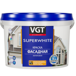 Краска VGT Супербелая фасадная  ВД-АК-1180, 7кг 2396
