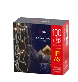 Гирлянда ЭРА ERAPS-WK2 бахрома уличная белый каучук 2*1 м теплый белый 120 LED  Б0056013