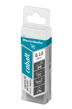 Сверло по металлу  2,0 x49 мм, HSS-Co RENNBOHR COBALT PROM  (20шт/уп) 671020