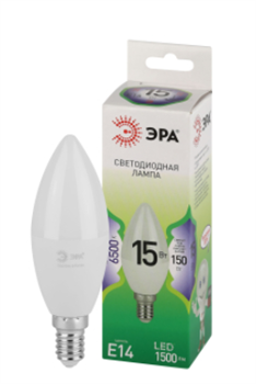 Лампа светодиодная  ЭРА LED GREEN LINE B35-15w-865-E14  6500К Б0067091