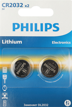 Батарейки Philips CR2032P2/51 литиевые 2шт. CR2032-2BL Б0062716