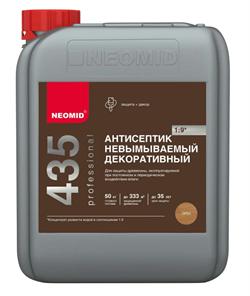 Антисептик декоративный невымываемый  для древесины  5кг (орех) Неомид 435 1:9 Н-435-5/к1:9 ор