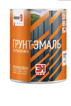 Грунт-эмаль по ржавчине 3 в 1 KUDO PROFF, полуматовая, Глубокий чёрный RAL 9005, 0,8 кг (6шгт) KUB-319005SM-08