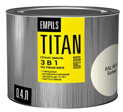 Грунт-эмаль по ржавчине ОРЕОЛ TITAN белый RAL 9010 0,4л (12шт) 89260